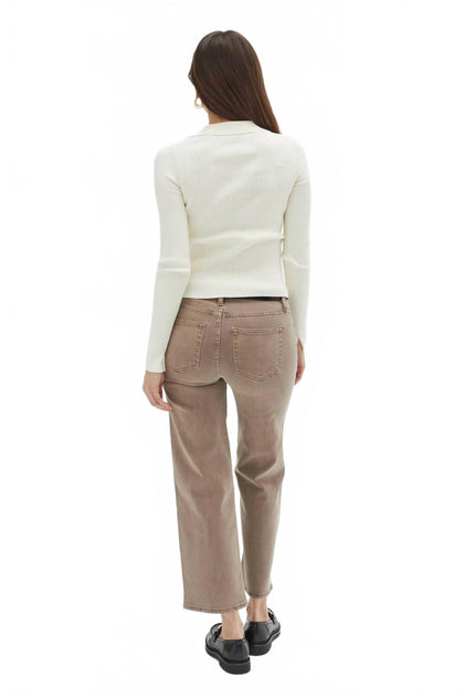 Oliver Logan Addington Ankle Crop Mid Rise Jean Brown 33 3