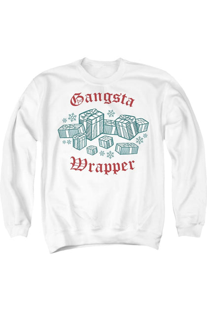 Gildan Gangsta Wrapper This Christmas Crewneck Sweatshirt White Large 2