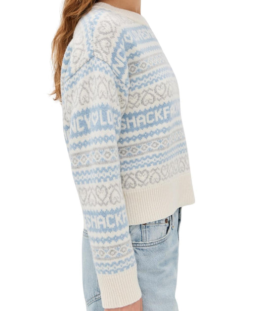 LoveShackFancy Emberly Wool Fair Isle Pullover Beige Medium 3