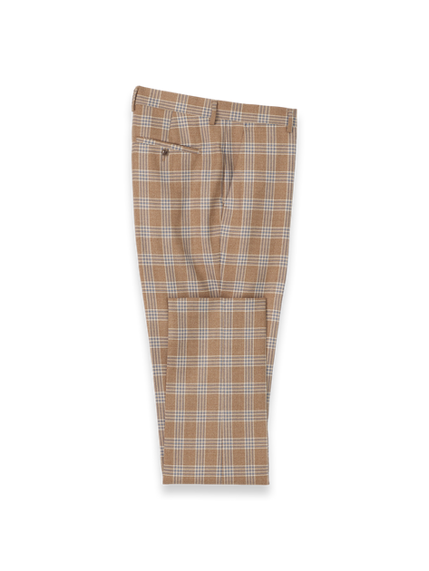 Paul Fredrick Wool Plaid Flat Front Suit Pant Brown US 40 2
