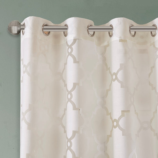 BreeBe Fretwork Burnout Sheer Curtain Panel 7