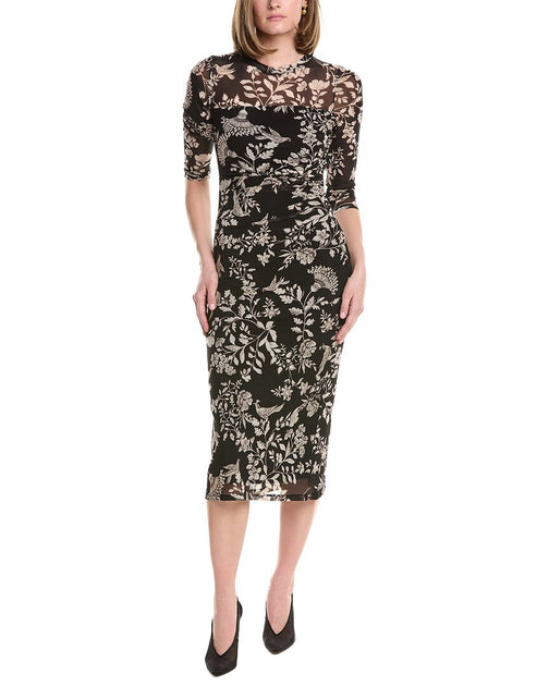 Anne Klein Side Ruched Mesh Midi Dress Black XLarge 2