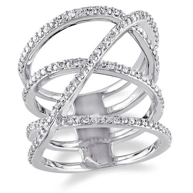 Mimi & Max Diamond Crossover Ring Silver US 9 2