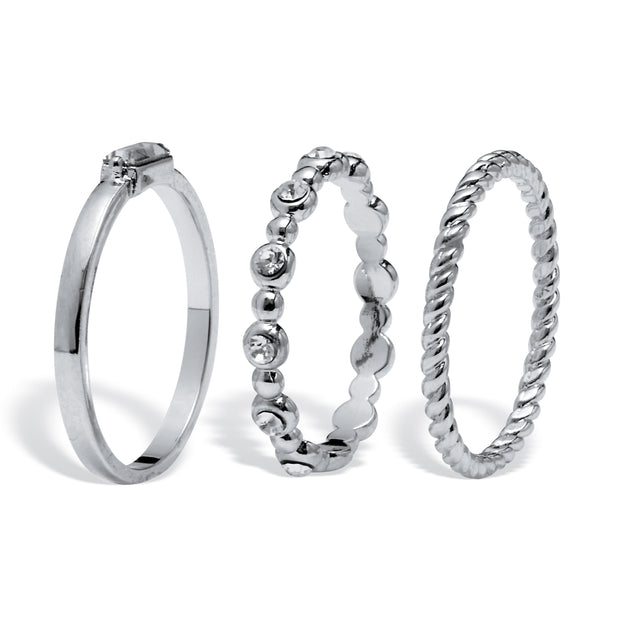 Palm 3-Piece Stacked Band Set White US 6 3