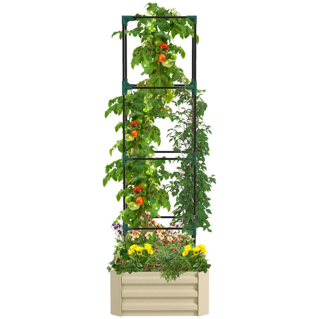 Streamdale Galvanized Raised Garden Bed with Adjustable Trellis Black 2
