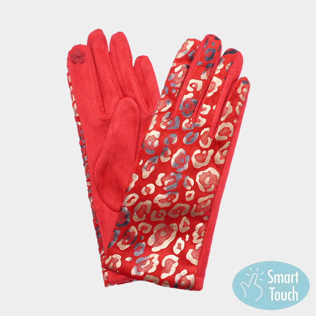 FASHNZFAB Smart-Touch-Handschuhe mit Leopardenmuster 4