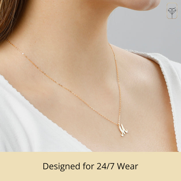 MaxColor 10k Gold Script Initial Necklace Gold 16in 4