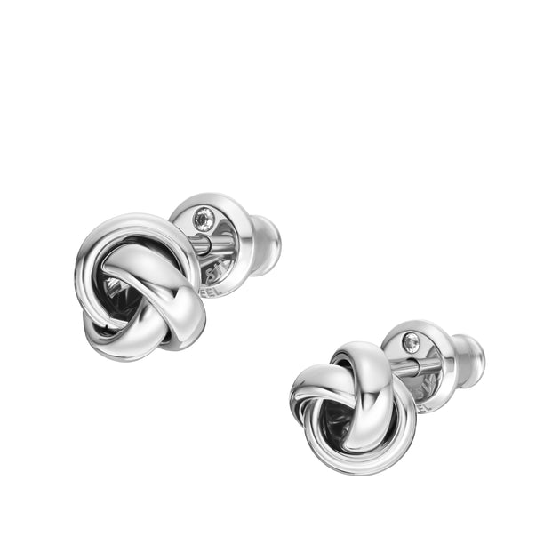 Fossil Sawyer Love Knot Stainless Steel Stud Earrings Silver 5