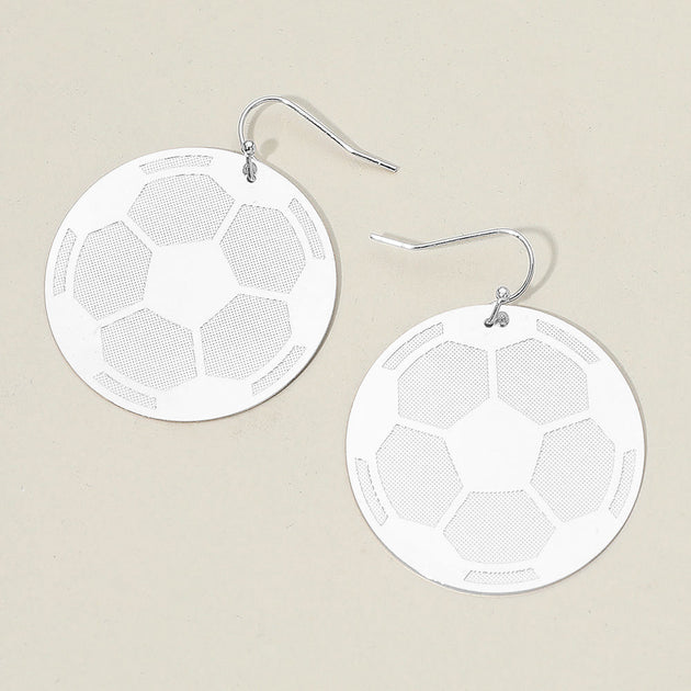 FASHNZFAB Soccer Plate Dangle Earrings Gold 4