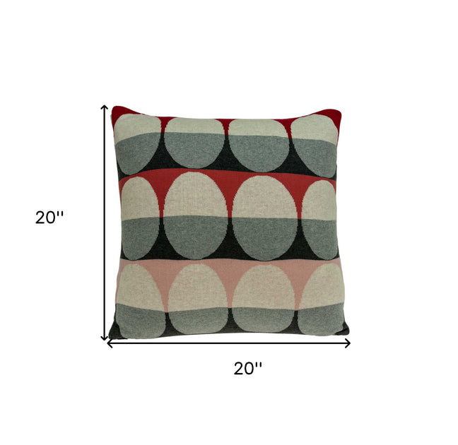 Hivvago Transitional Pillow Cover Gray/Red 20x7x20 in 4