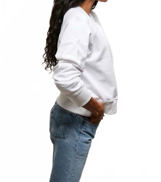 PERFECTWHITETEE Bowen Raglan Button Down Sweatshirt White Large 3