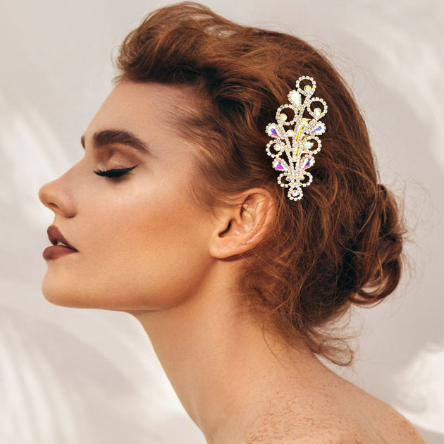 FASHNZFAB Teardrop Cluster Hair Comb Gold 5