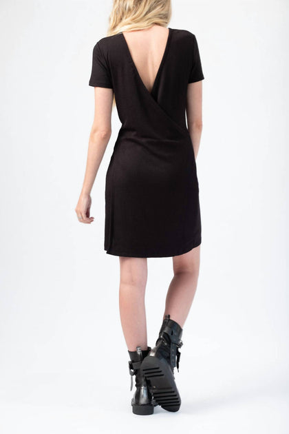 rag & bone Ribbed Wrap Mini Dress Schwarz Large 4