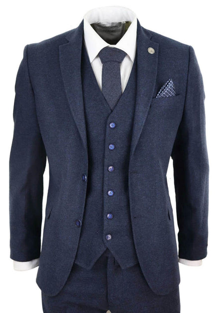 Oliver Tweed 3 Piece Suit Navy Blue US 42 Regular 2