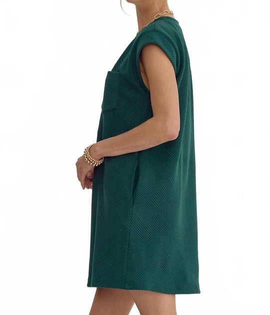 entro Quilted Round Neck Sleeveless Mini Dress Green Large 3