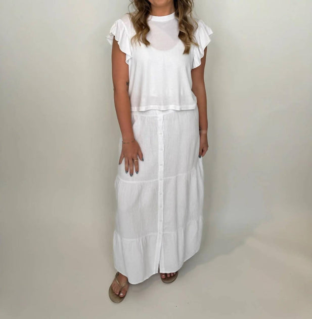 bobi Tiered Maxi Skirt Beige Small 2
