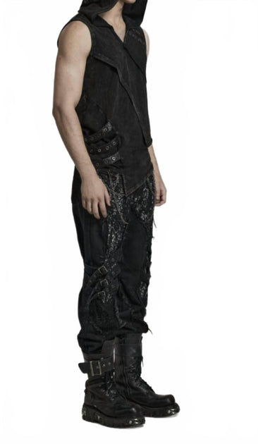 Western Digital Punk Abstract Splicing Pants Black XLarge 4