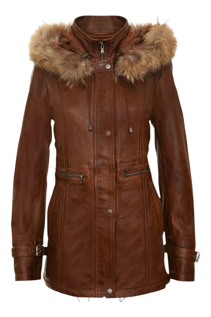 Infinity Womens Leather Hooded Parka Jacket Blue US 12 3