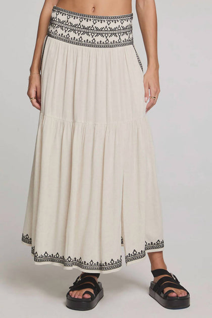 Saltwater Luxe Jaelynn Midi Skirt Beige Large 2