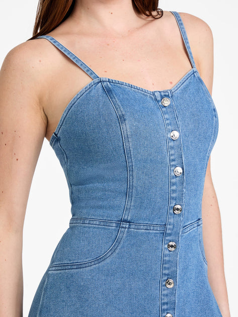 guess denim dresses Factory Sally Maxi Dress defining seams and a Colour:PINK neck Amazon.com: BARDOT Women's Lola