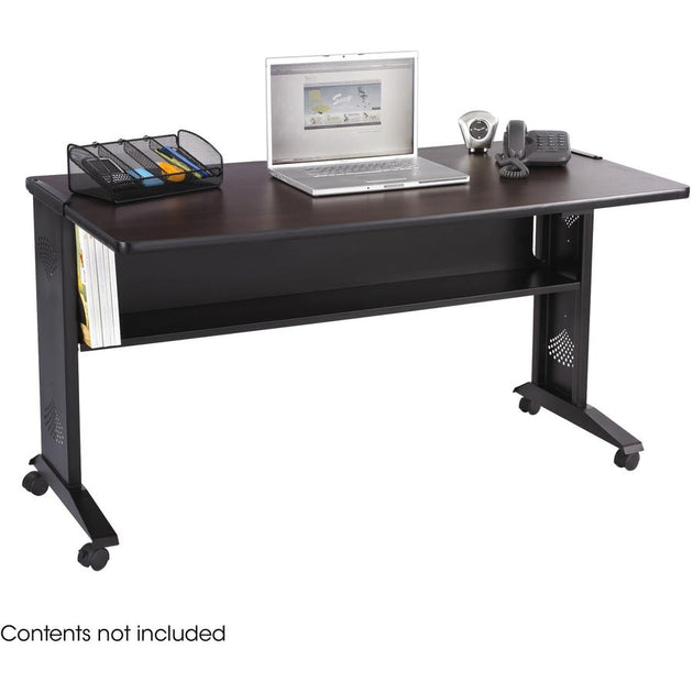 Safco Reversible Top Mobile Desk Medium Oak 4