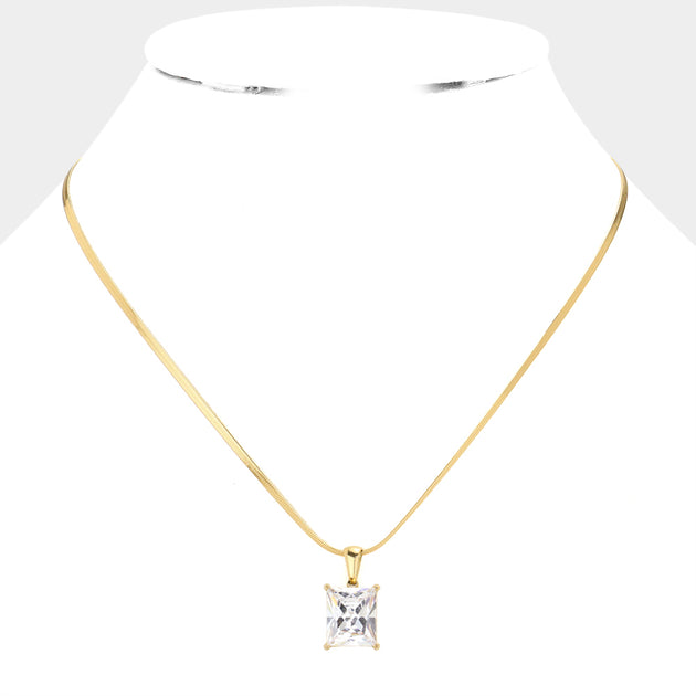 FASHNZFAB Rectangle Pendant Necklace Multi One Size 7