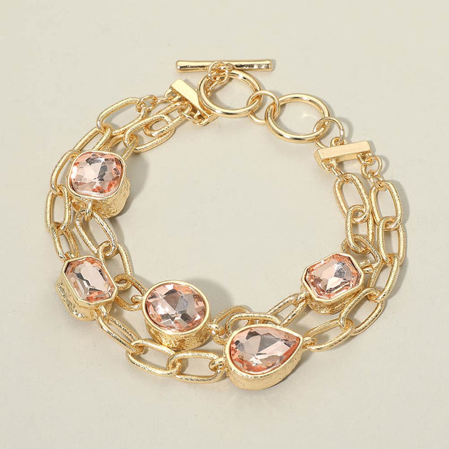 FASHNZFAB Layered Chain Bracelet Pink One Size 4
