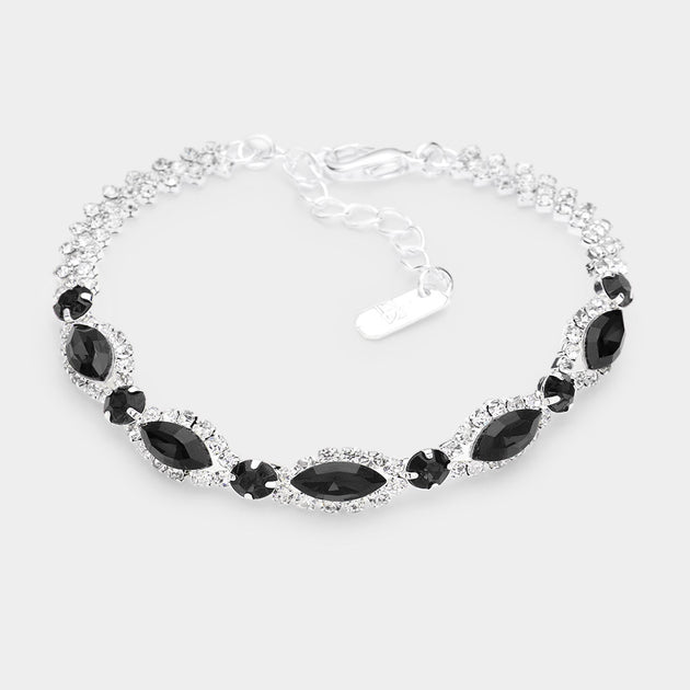 FASHNZFAB Marquise Stone Accented Bracelet Silver 6