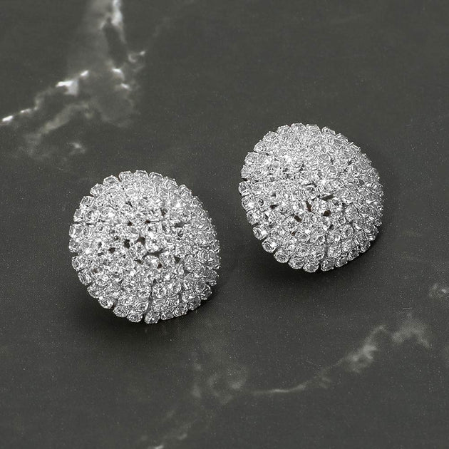FASHNZFAB Pave Dome Stud Earrings Silver 5