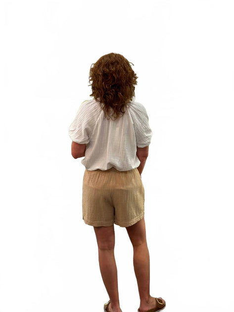 Dylan Gauze Drawstring Short Gold Small 4