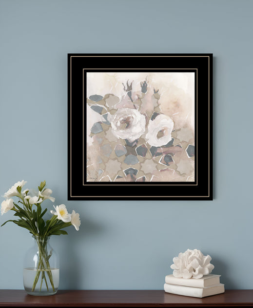 Hivvago Transitional Blooms I 3 Black Framed Print Wall Art 2