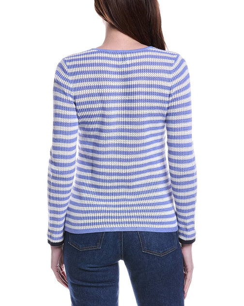 Nic + Zoe Striped Supersoft Mesh Sweater Blue Small 3