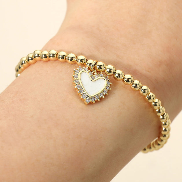 FASHNZFAB Beaded Stretch Bracelet Silver One Size 5