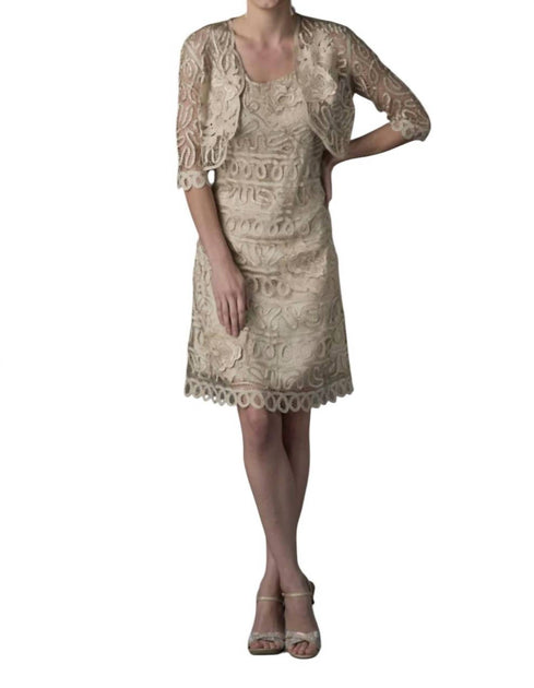 Soulmates Madi Short Dress and Jacket Set Beige Large 2