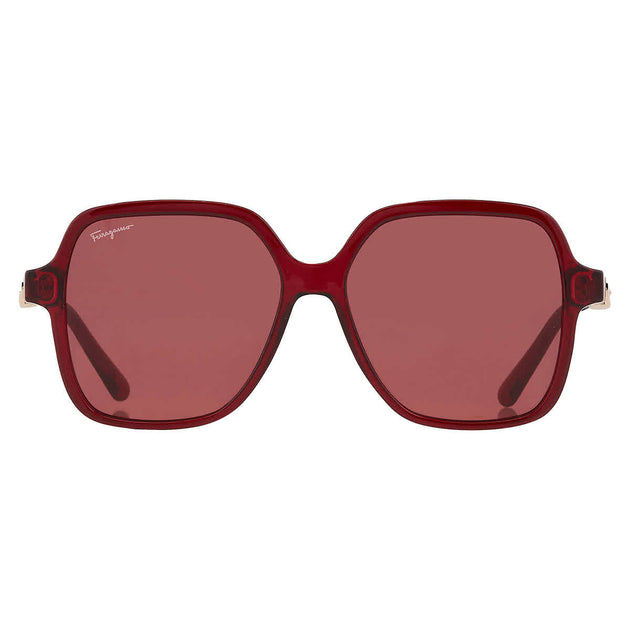 Salvatore Ferragamo Burgundy Square Ladies Sunglasses  display picture 1