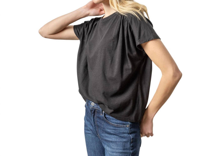 Lilla P Easy Shirred Short Sleeve Tee Grey XS 4