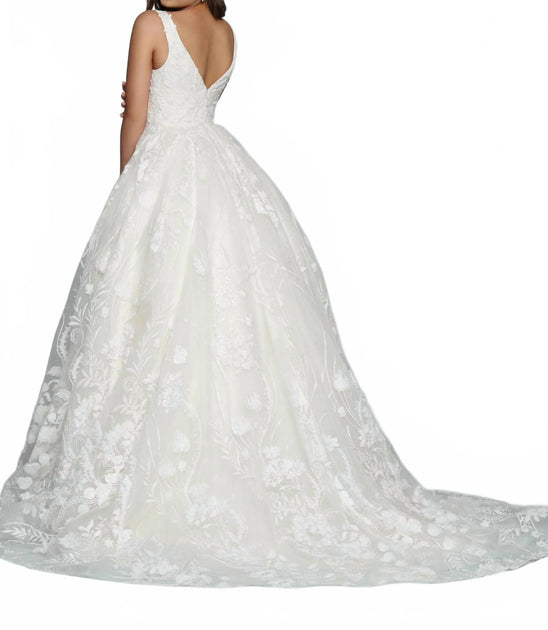 DaVinci Bridal Glitter Tulle Ball Gown White US 16 3