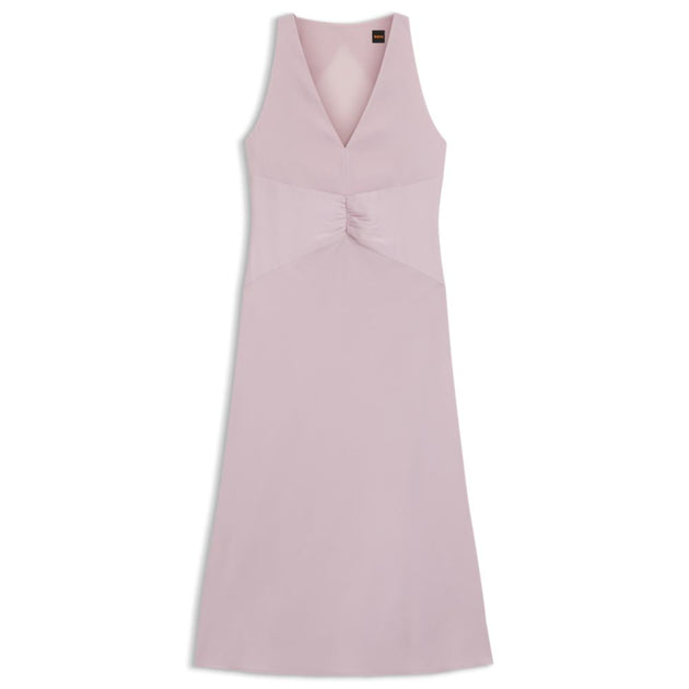Crinkle-satin Dress with Gathered Front