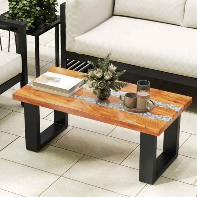 Hivvago Teak Wood Patio Table Natural 3