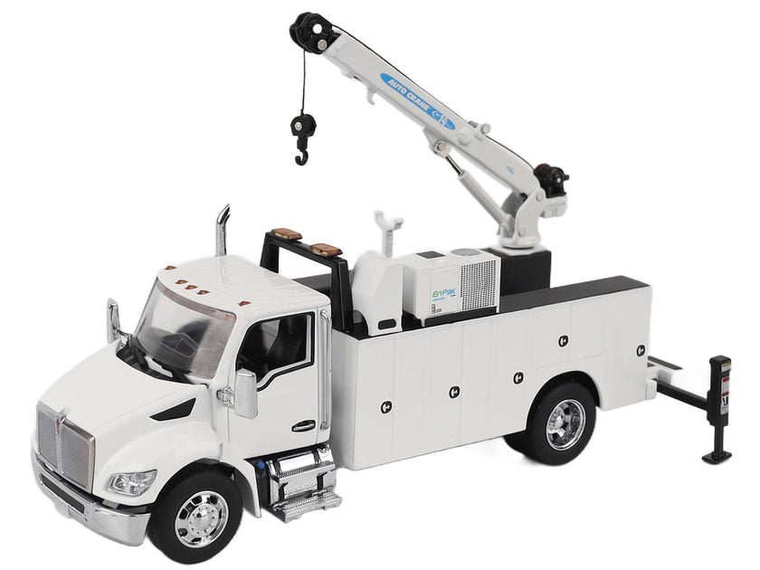 Diecast Masters Kenworth T380 Auto-Crane Titan Work Truck White 1/50 3