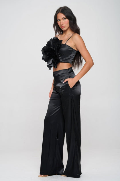 TRUEDAMES Crop Top & Pant Set Pink Medium 4