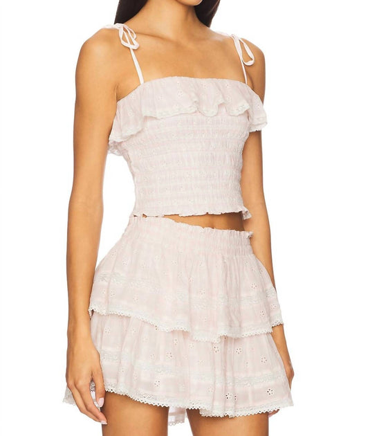 LoveShackFancy Renada Eyelet Top White Small 3