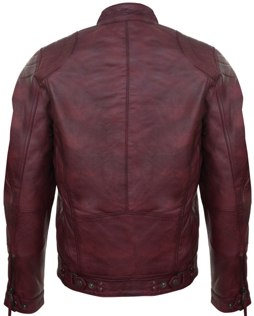 Infinity Mens Leather Biker Jacket Brown 4XLarge 4