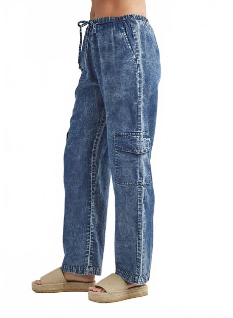 Red Haute Denim Cargo Pant Blue Small 4