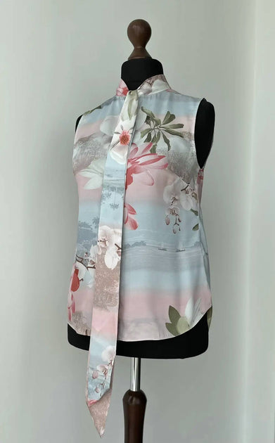 Ted Baker Mint Choc Chip Tie Neck Blouse Pink US 4 3