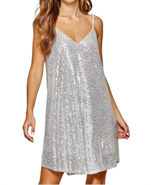 ANDREE BY UNIT Dream On Sequin Dress Silver Small 2