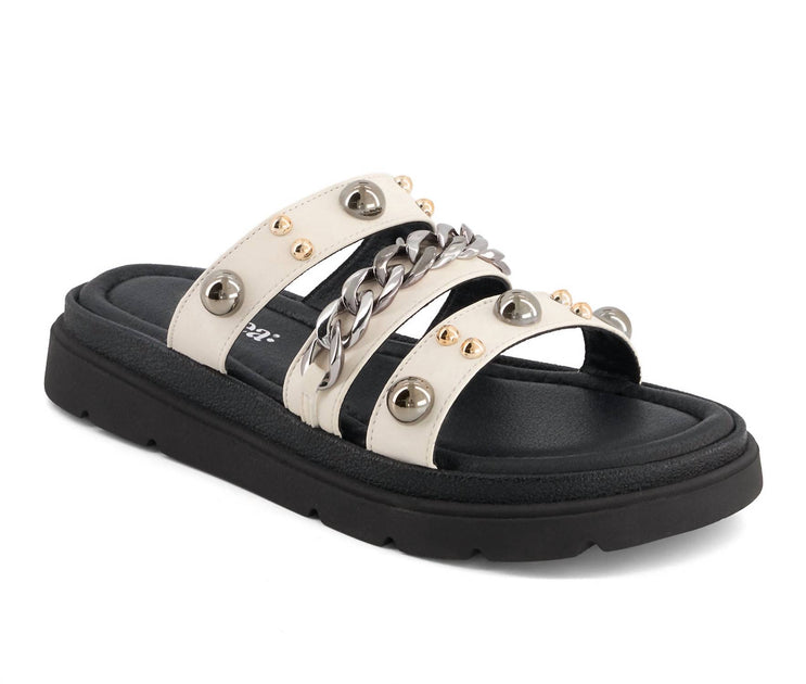 Andrea Triple Strap Chain Sandal Black US 8 2