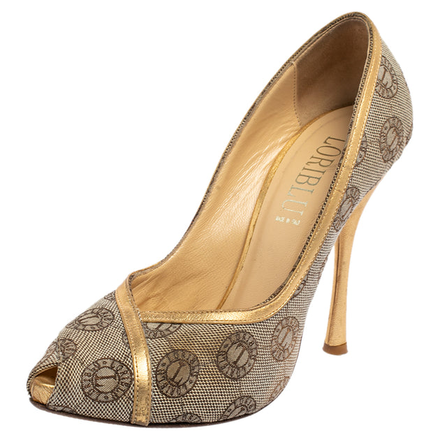 Loriblu Peep Toe Pumps Beige EU 38 2