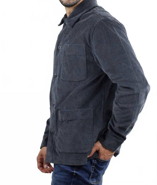 JACHS NEW YORK Stretch Corduroy Chore Coat Grey XL 4