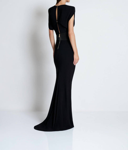 ZHIVAGO Bond Gown Maxi Dress In Black And Gold Zipper